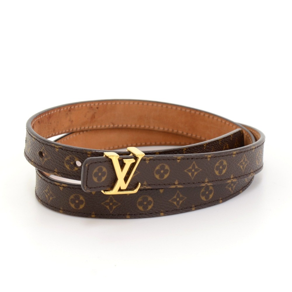 Louis Vuitton Monogram Mini Canvas LV Initiales Slim Buckle Belt 85CM Louis  Vuitton