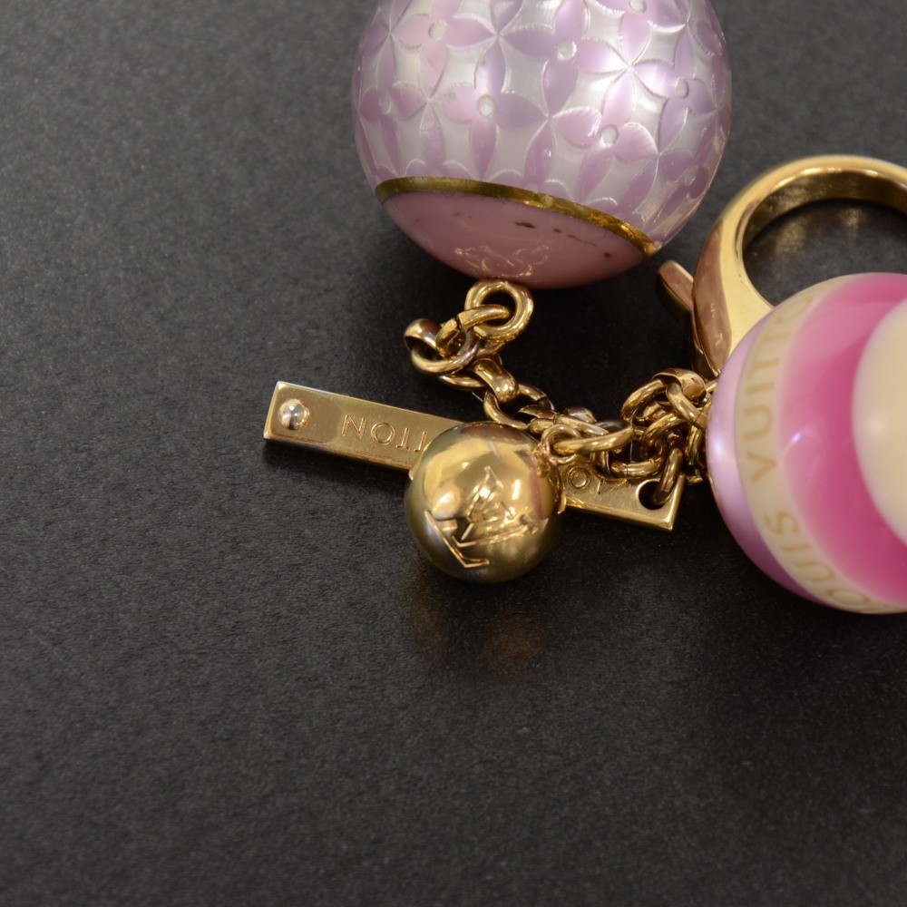 N.Mint] LOUIS VUITTON Bag Charm Key Ring Ball Bijoux Mini Lin
