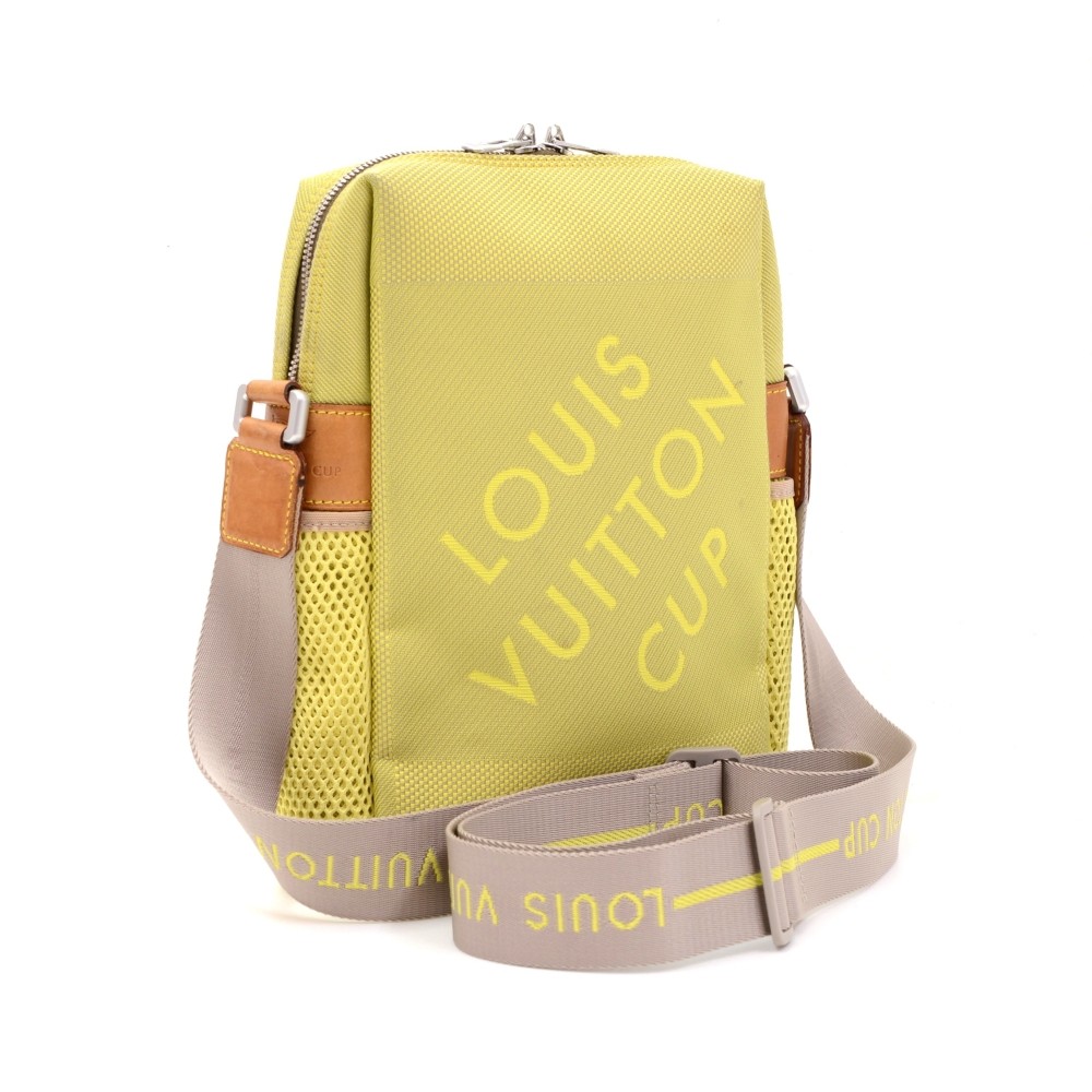 LOUIS VUITTON 2003 LV CUP Geant neon yellow damier canvas crossbody bag at  1stDibs