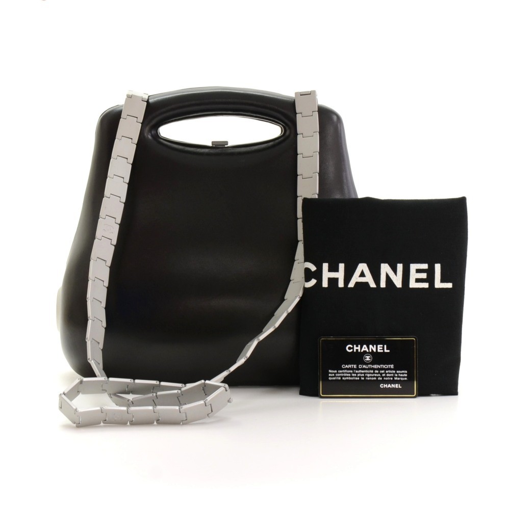 Chanel Chanel Butt Black Leather Hard Case Hand Bag - 2005 Limited