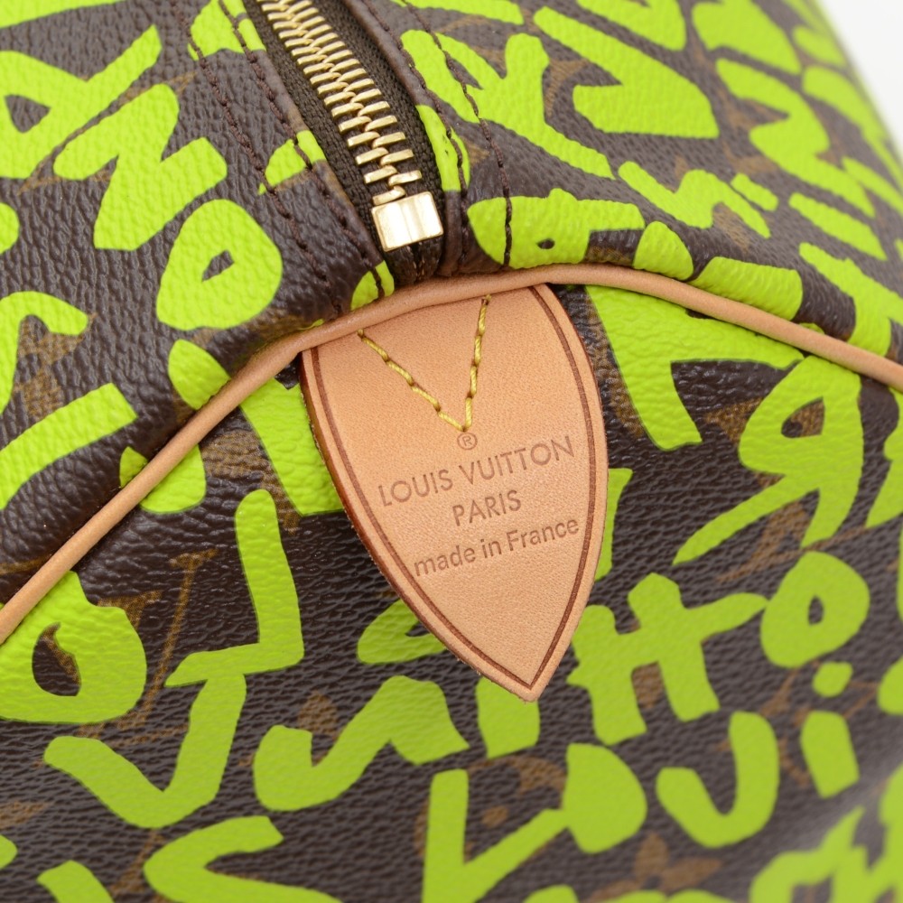 Louis Vuitton Neon Green & Brown Monogram & Graffiti Print Cotton