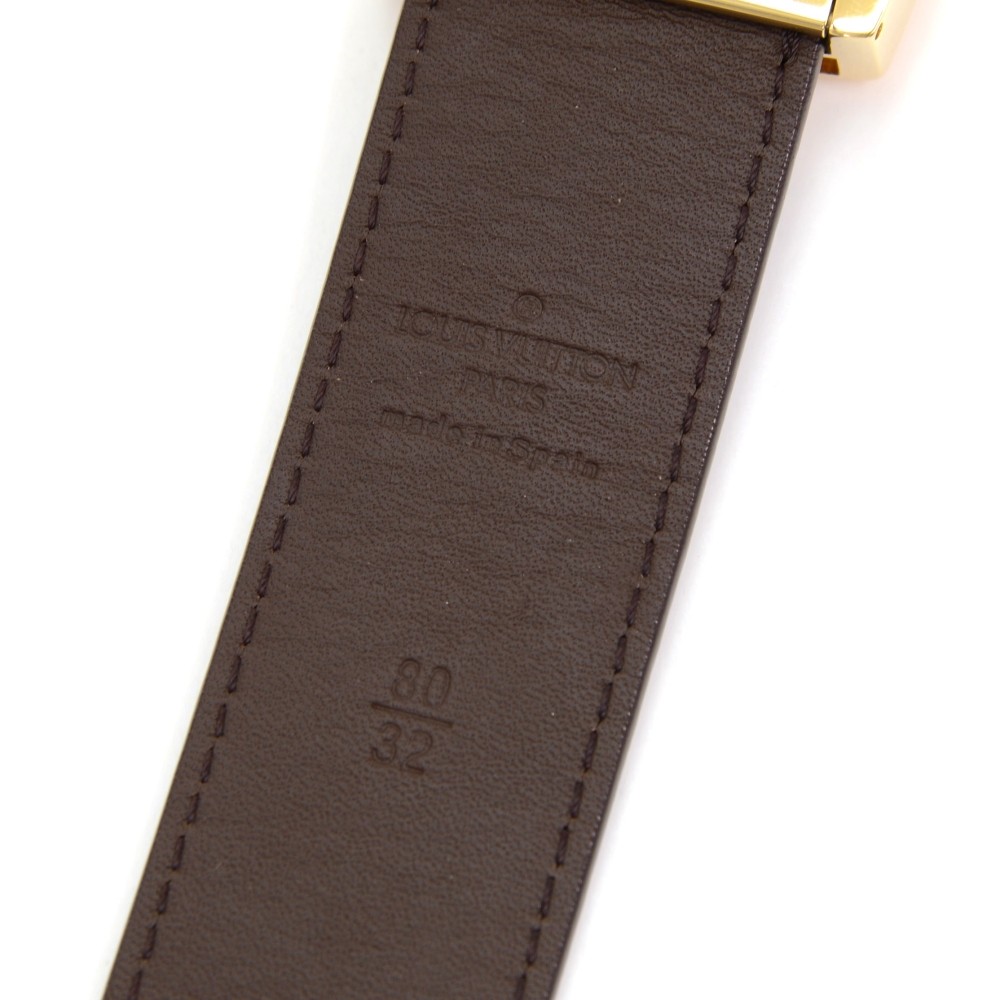 Louis Vuitton Black Leather LV Uniforms Belt Size 80/32 - Yoogi's Closet