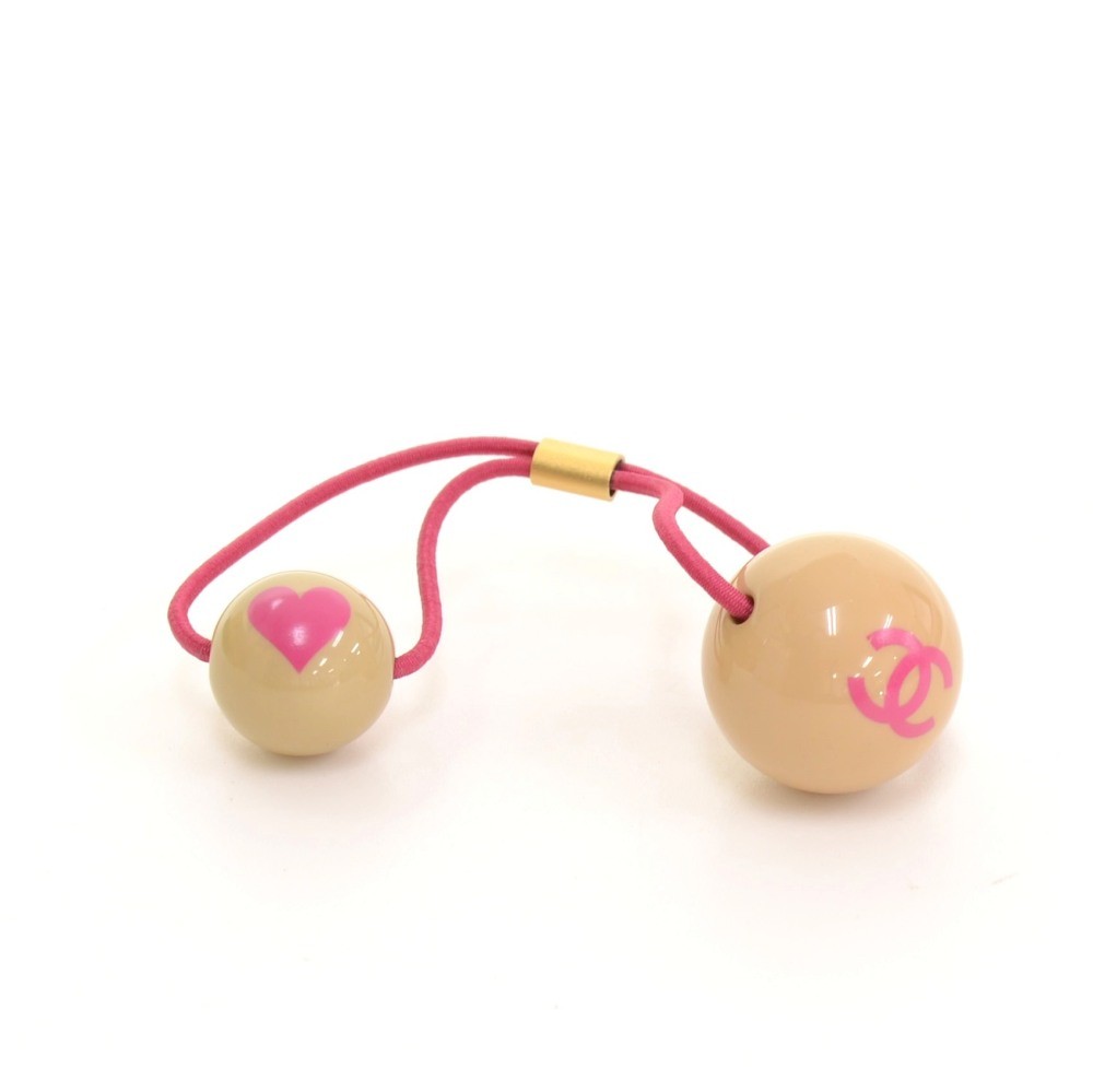 Chanel Chanel Pink CC Heart Rubber Hair Band Tie