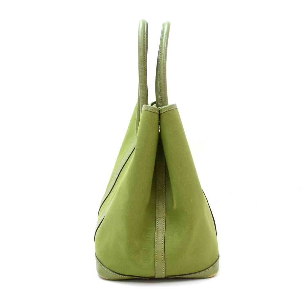 HERMÈS Garden Party TPM handbag in Green Canvas and Negonda leather with  Palladium hardware-Ginza Xiaoma – Authentic Hermès Boutique
