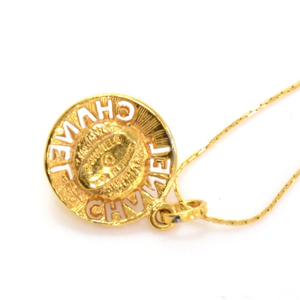 Chanel Vintage Chanel Gold Tone Pearl Pendant Top Chain Necklace