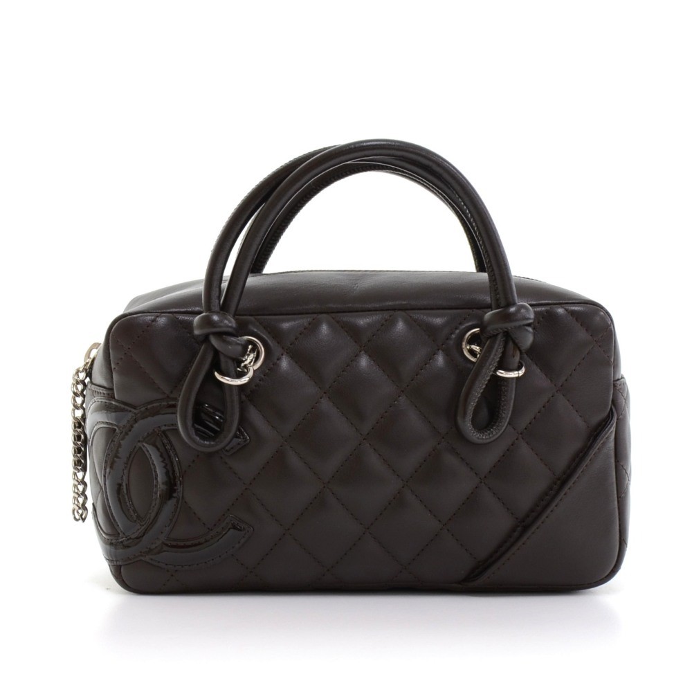 Chanel Black Beige Mini Cambon Bowler Tote Handbag
