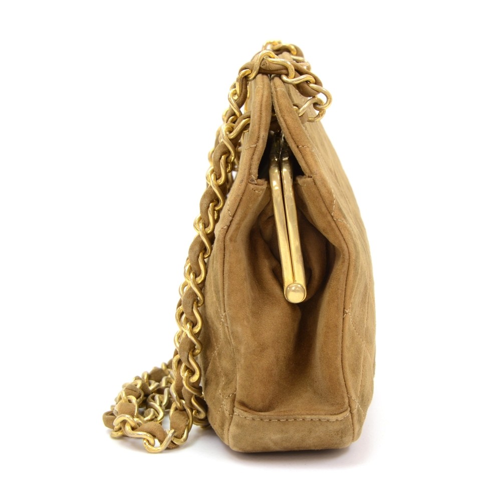 Chanel Vintage Bag In Brown Suede Leather at 1stDibs