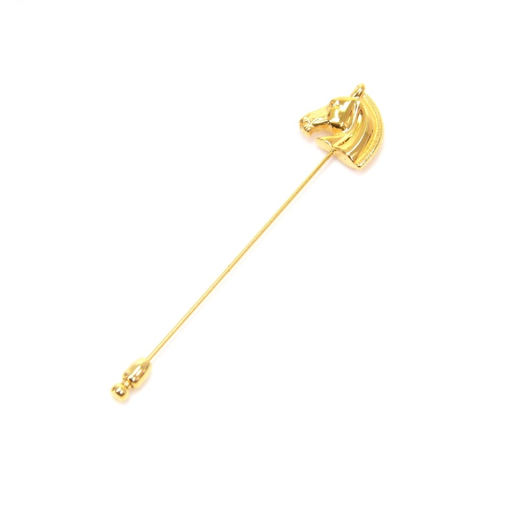 Hermes Hermes Horse Head Gold Tone Pin Brooch Office Use