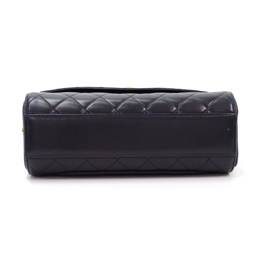 Chanel Mini Nautical Timeless Classic flap bag Black Leather Wool