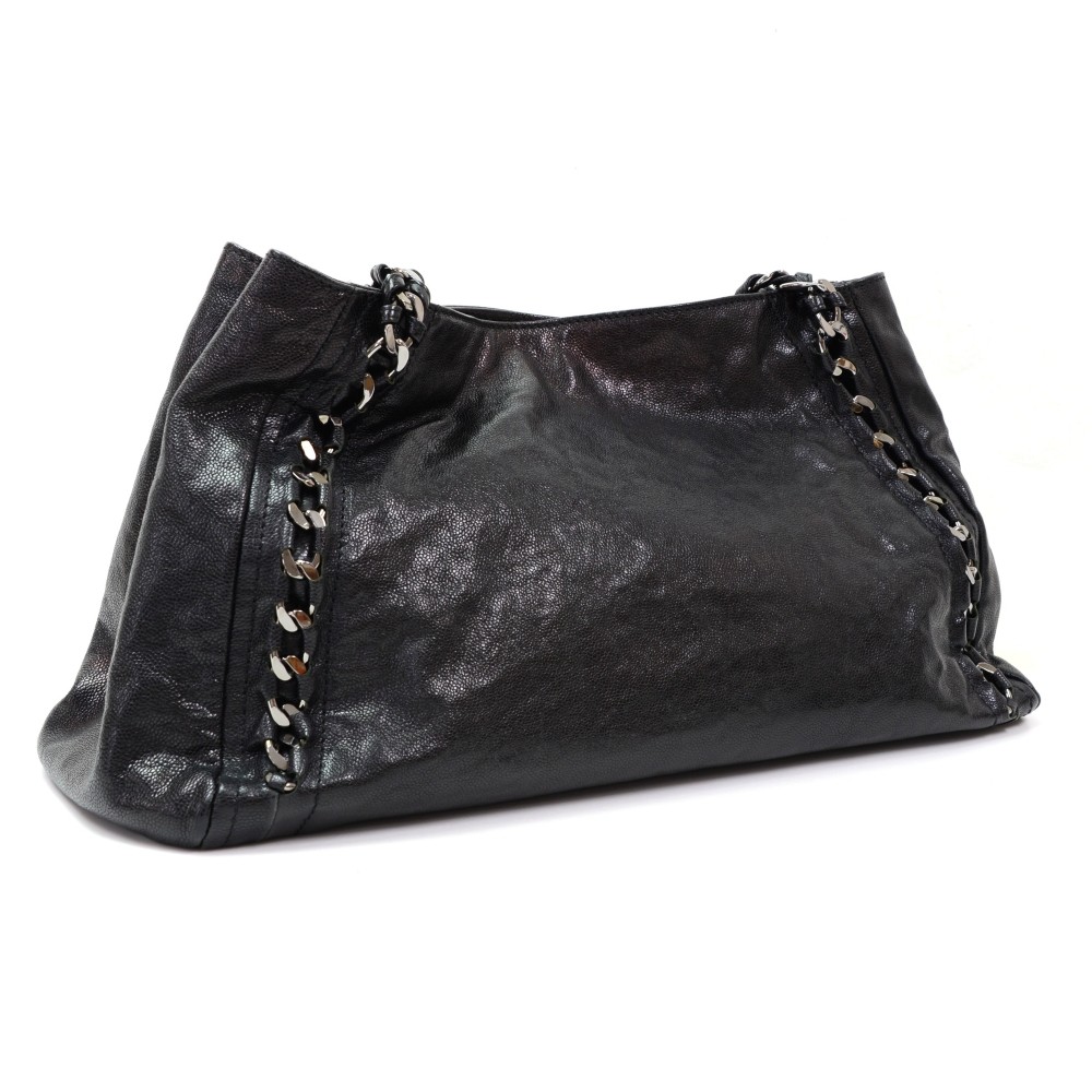 Chanel Black Leather Modern Chain East/West Tote