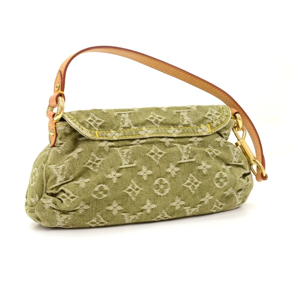 Louis Vuitton Green Monogram Denim Mini Pleaty Pochette Bag rt