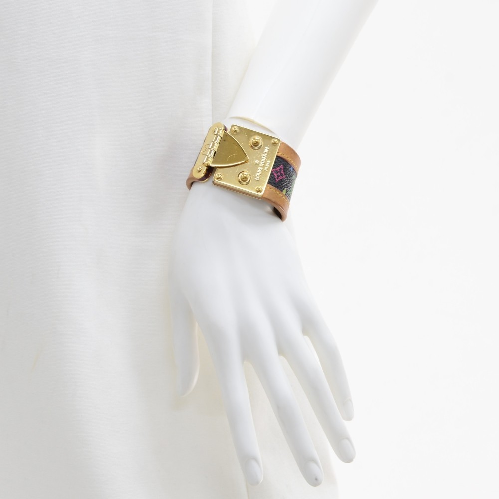 Louis Vuitton, Jewelry, Louis Vuitton Koala Suhali Leather Cuff Bracelet  With Gold Tone Hardware