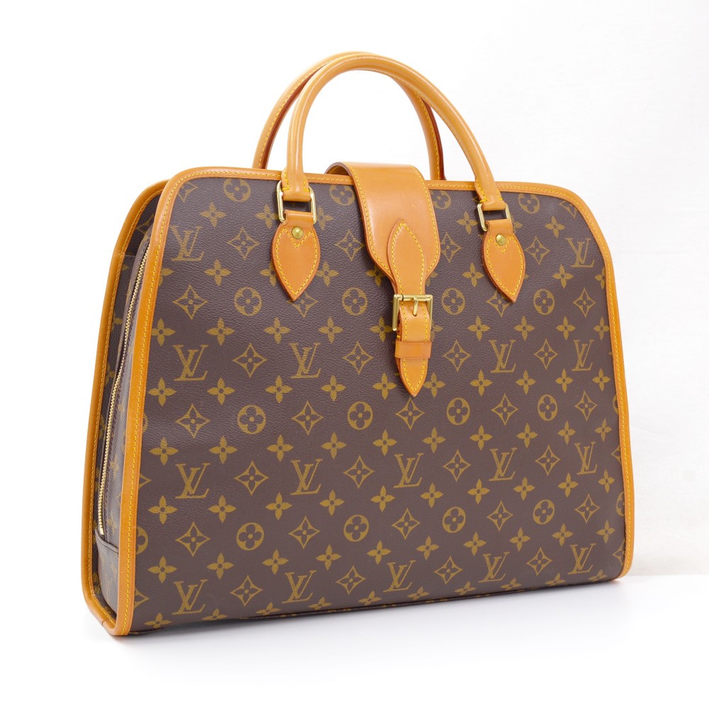 Lot - Louis Vuitton Rivoli monogram business handbag purse: coated canvas  with rolled leather handles 12 1/2H x 15 1/2W x 4 3/4D, 4H (strap drop)