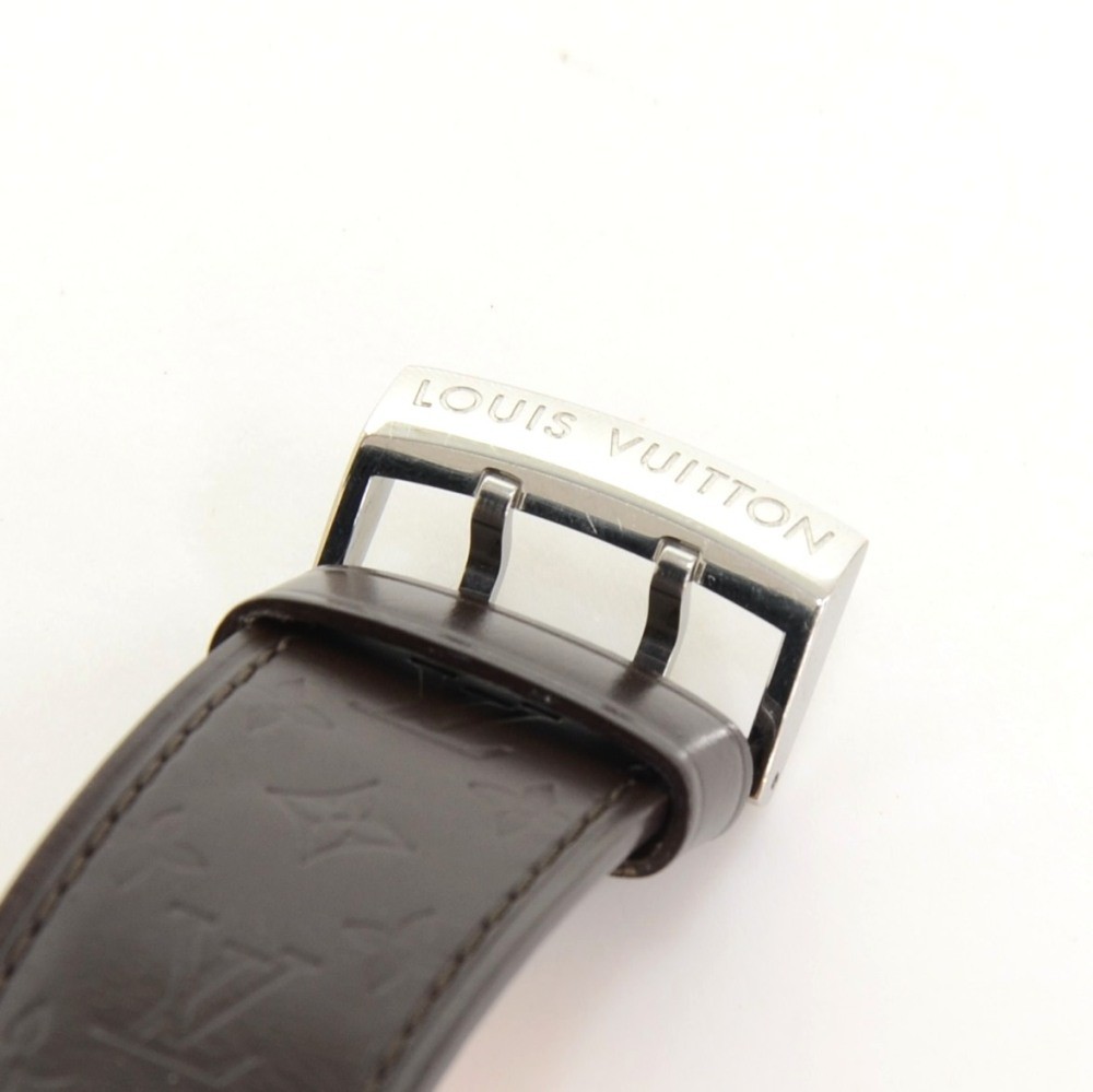 Louis Vuitton Bronze Stainless Steel Leather Tambour Q1212 Women's  Wristwatch 28 mm Louis Vuitton