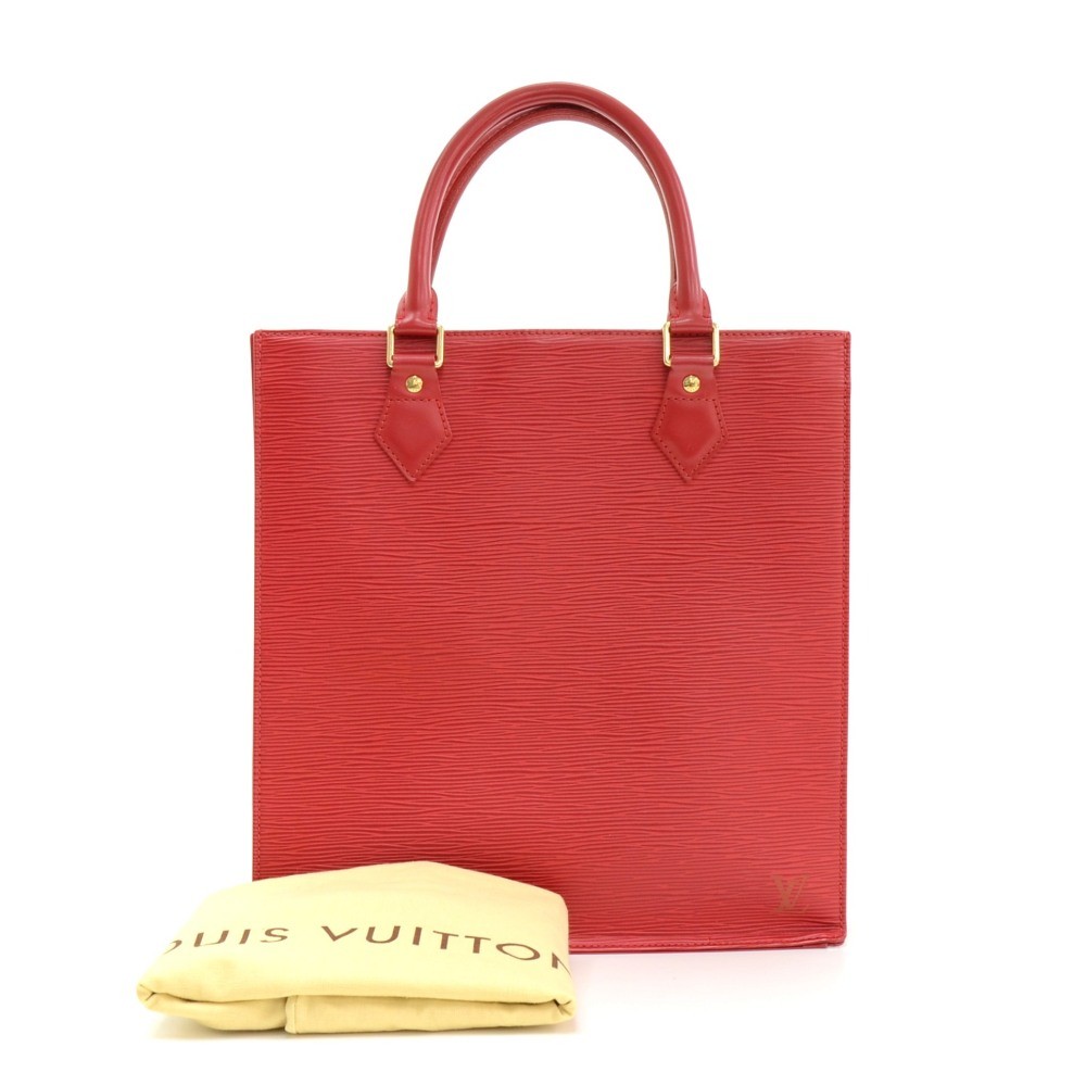 Louis Vuitton Sac Plat shopping bag in red epi leather