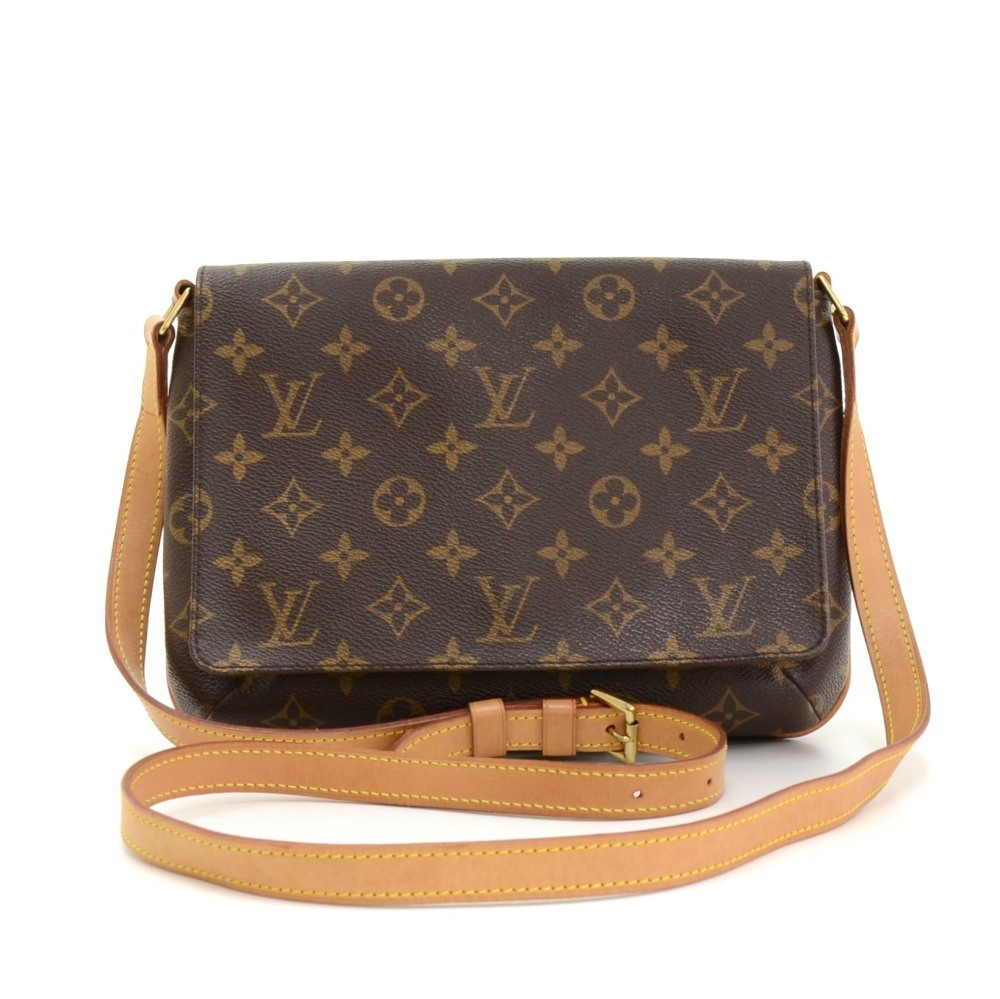 LOUIS VUITTON Musette Tango Monogram Canvas Crossbody Bag Brown