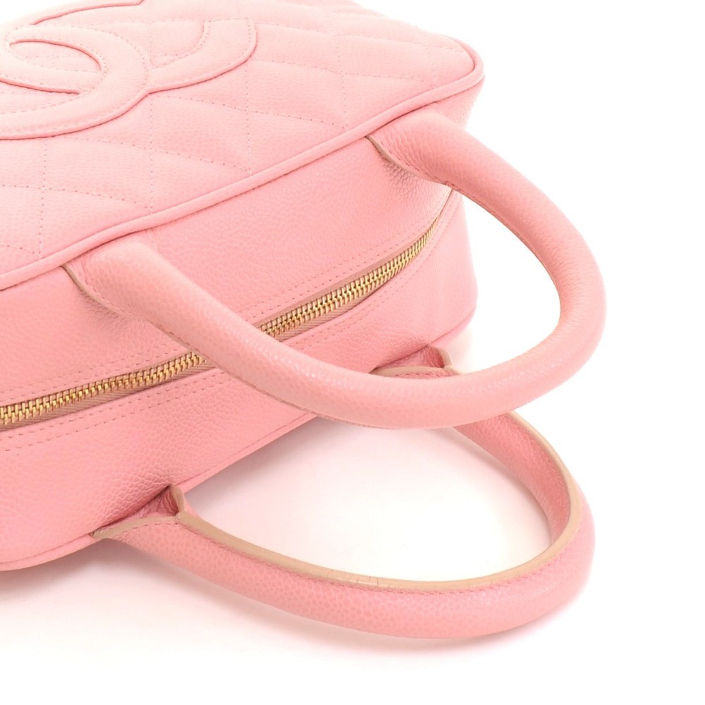 Chanel Chanel Mini Boston Pink Quilted Caviar Leather Hand Bag