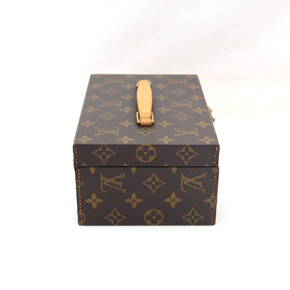 Auth Louis Vuitton Vintage Monogram Jewelry Case Trunk Hand Bag 1G140050n