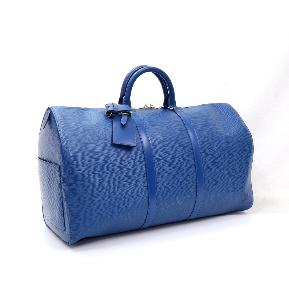 Louis Vuitton Keepall 50B Blue/Yellow in Cowhide Leather with Silver-tone -  US