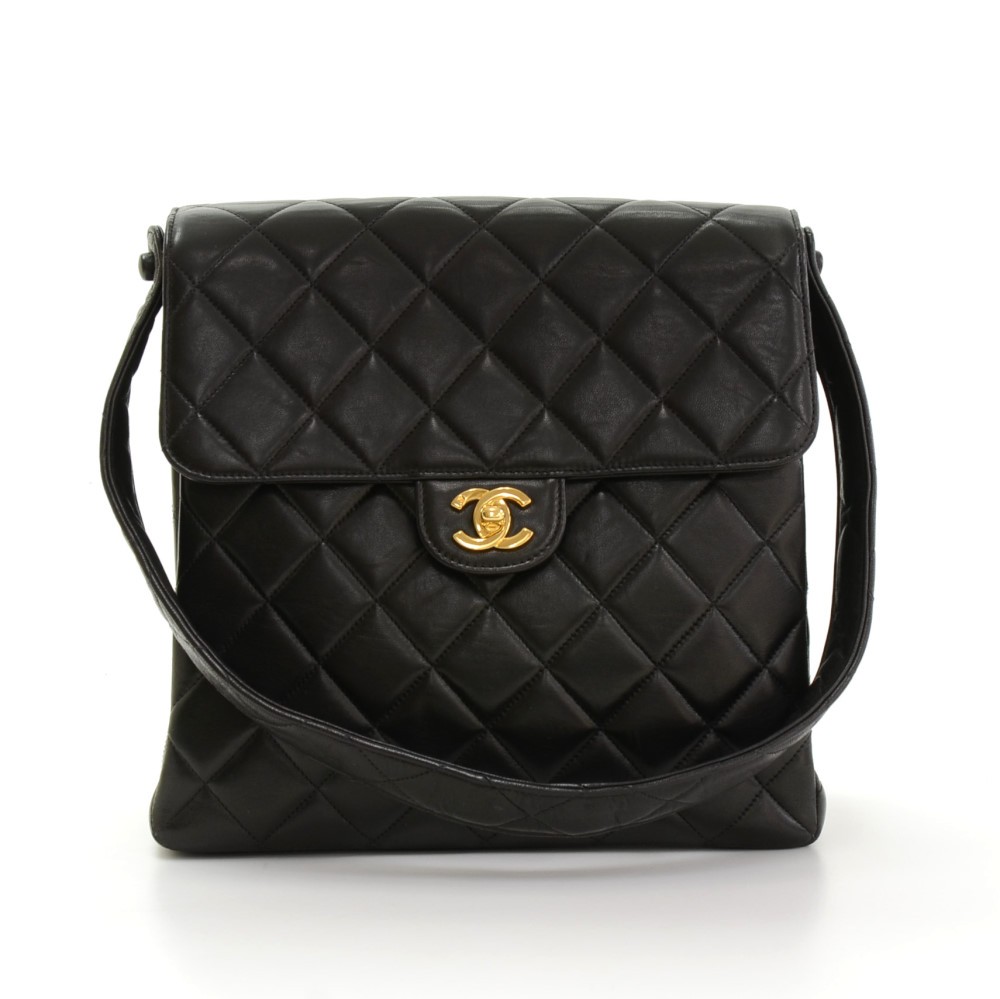 Black Quilted Lambskin Double Sided Classic Flap Medium