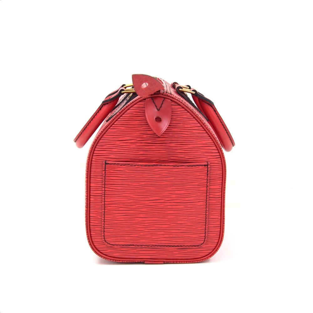Authentic Louis Vuitton Epi Speedy 25 Hand Bag Red M43017 LV 2457B