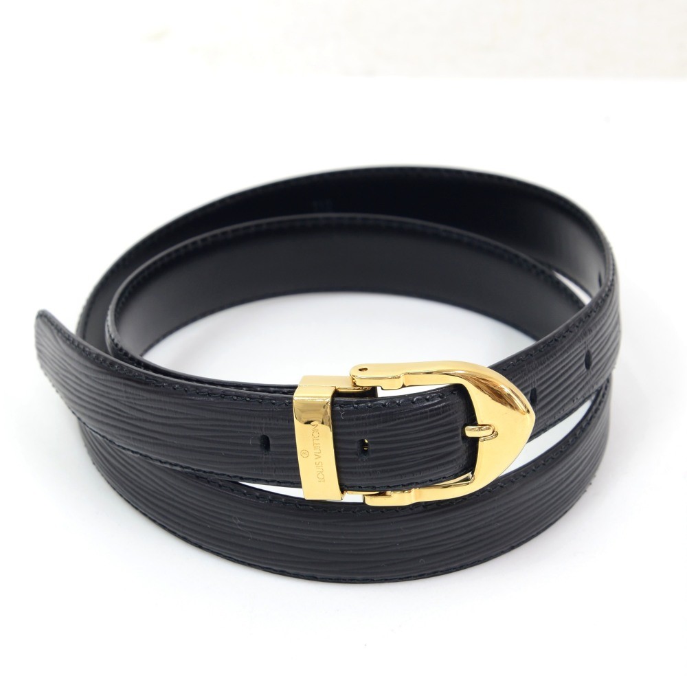 Louis Vuitton // Epi Leather Classique Belt // Black // Size 44