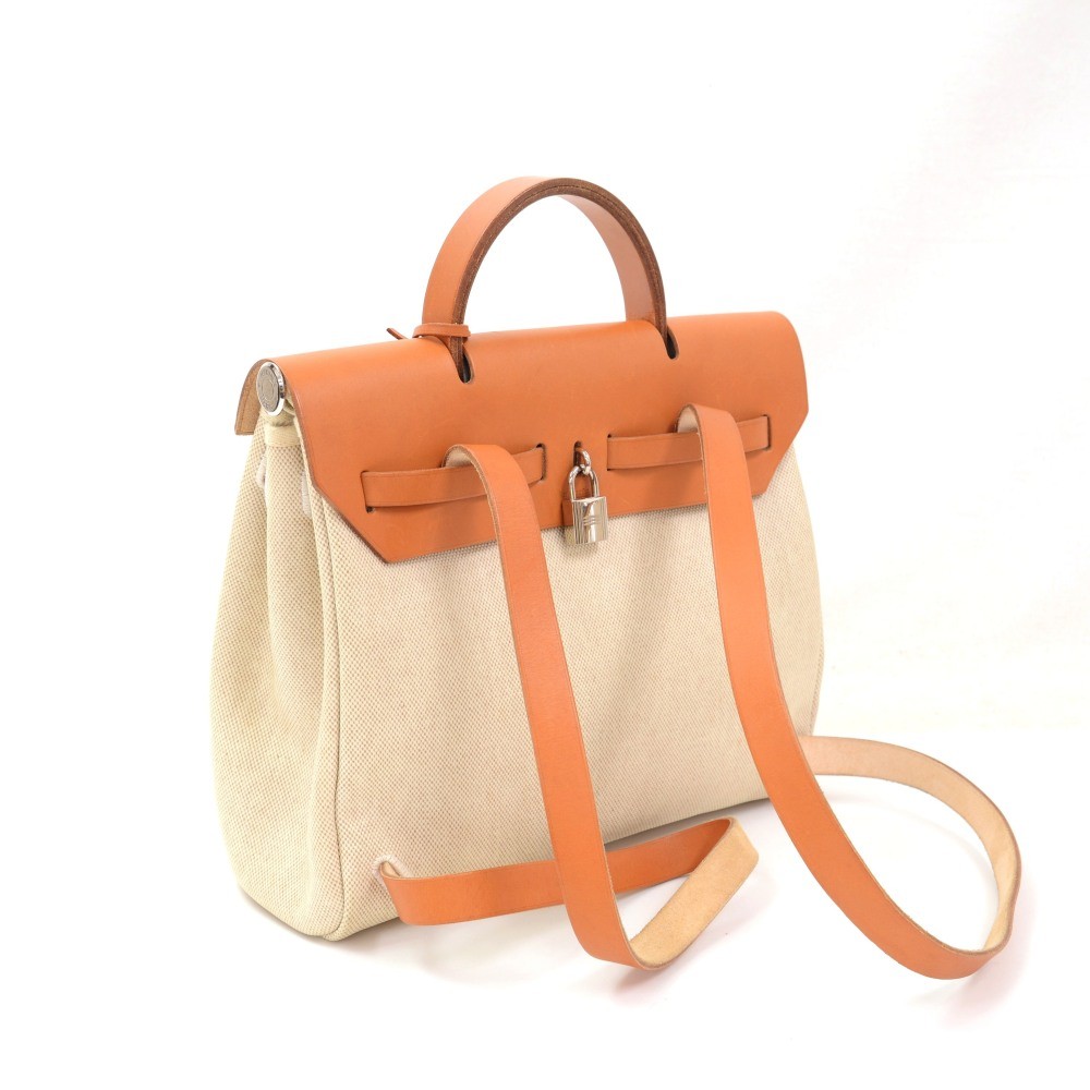 Hermes, Bags, Auth Hermes Herbag Ado Pm 2way Hand Bag Backpackbag Leather  Toilegm Beige