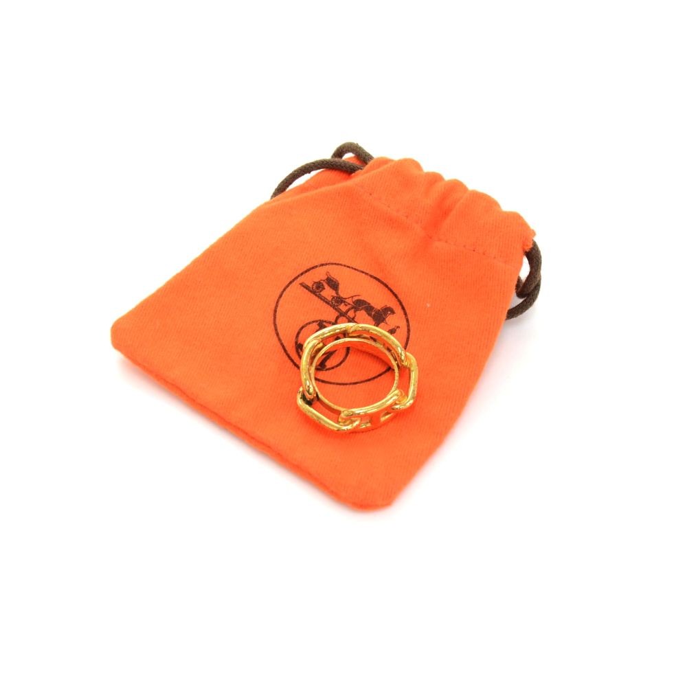 Hermes Hermes Ragate Chain Gold Tone Scarf Ring  
