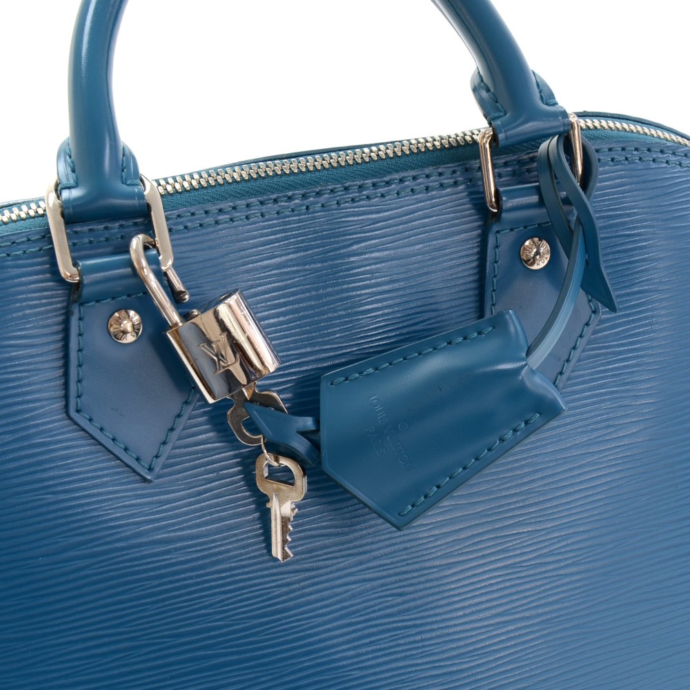 Louis Vuitton Alma Blue Navy Epi Leather Silver Hardware Hand Bag at  1stDibs