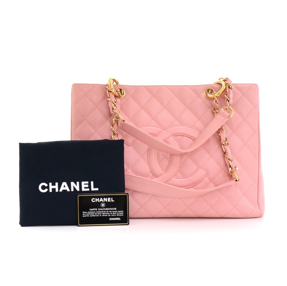 Chanel Pink Caviar Leather Classic Grand Shopper Tote Bag, 13 x 9, Lot  #56023