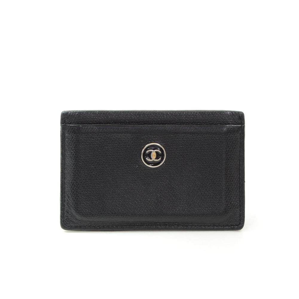 Chanel Chanel Black Caviar Leather Coco Button Card Case