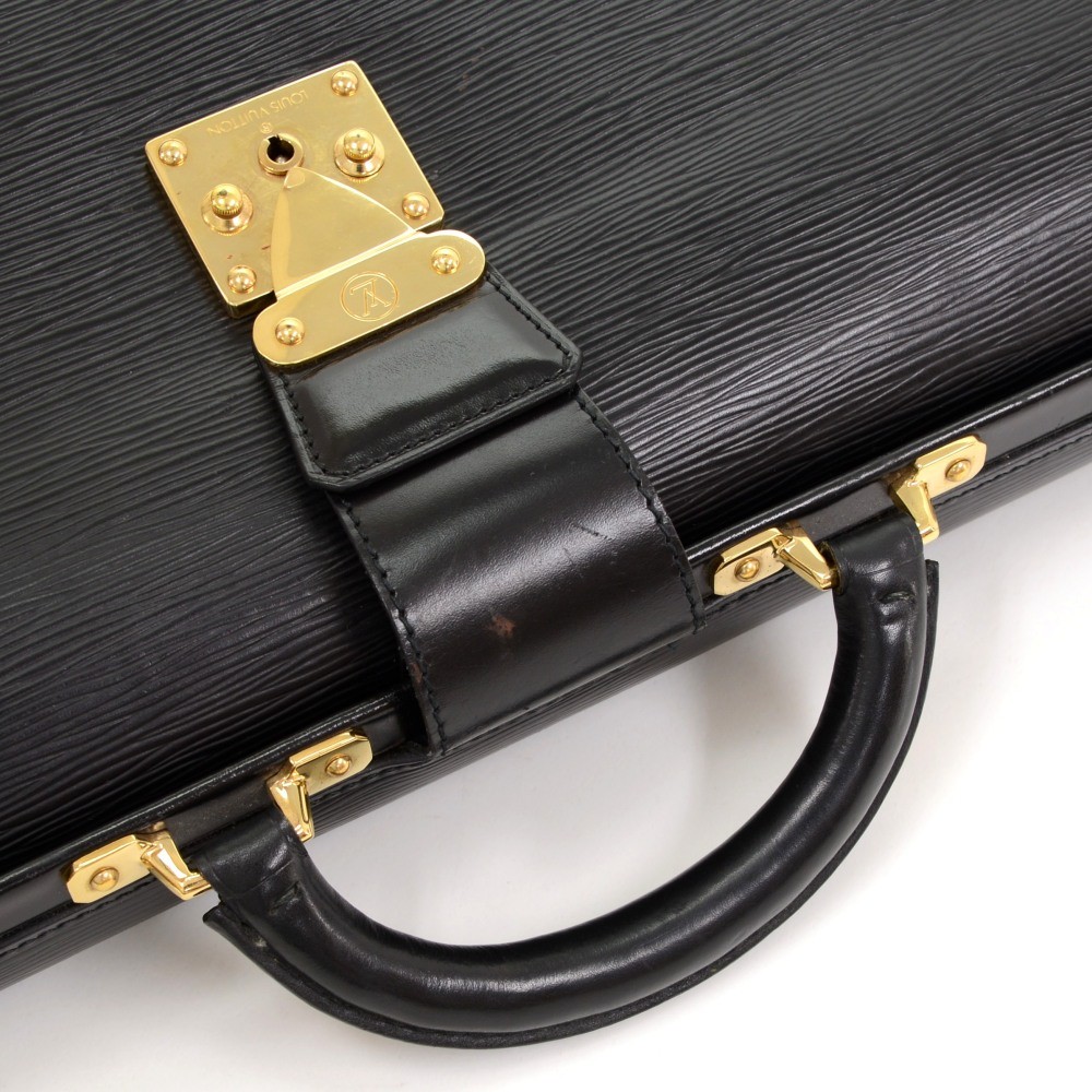 Louis Vuitton Black Epi Leather Serviette Fermoir Briefcase Louis