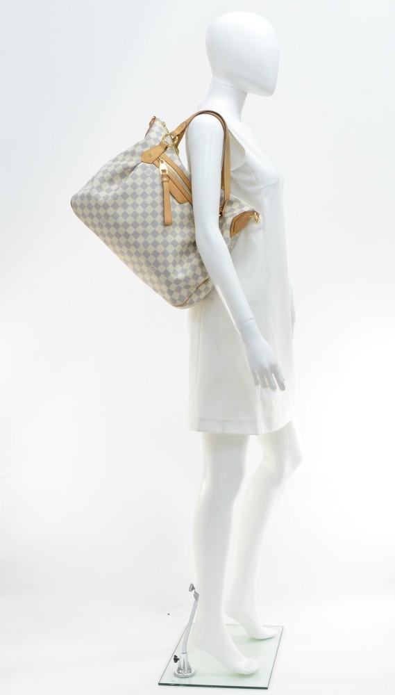 Louis Vuitton White Damier Azur Evora MM Cloth ref.936871 - Joli Closet