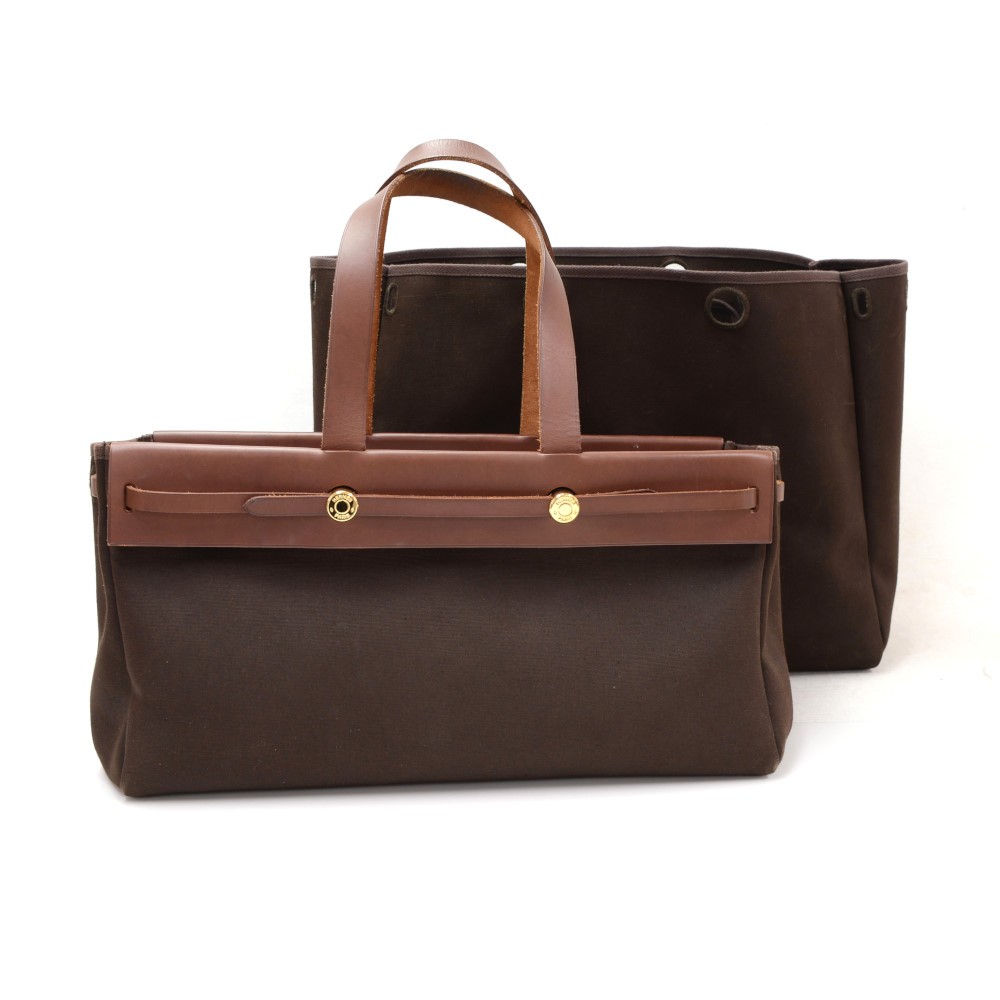 Hermès Herbag Cabas Tote Handbag Canvas & Leather – l'Étoile de