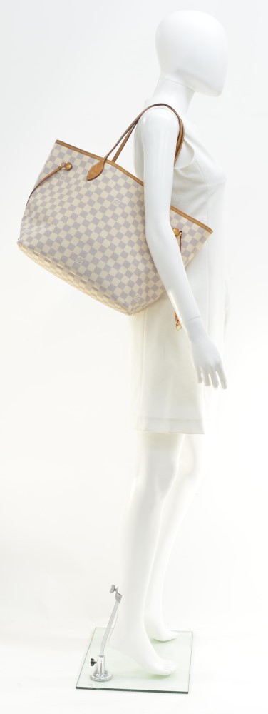 Louis Vuitton Neverfull Mm with Pouch White Damier Azur Canvas Tote -  MyDesignerly