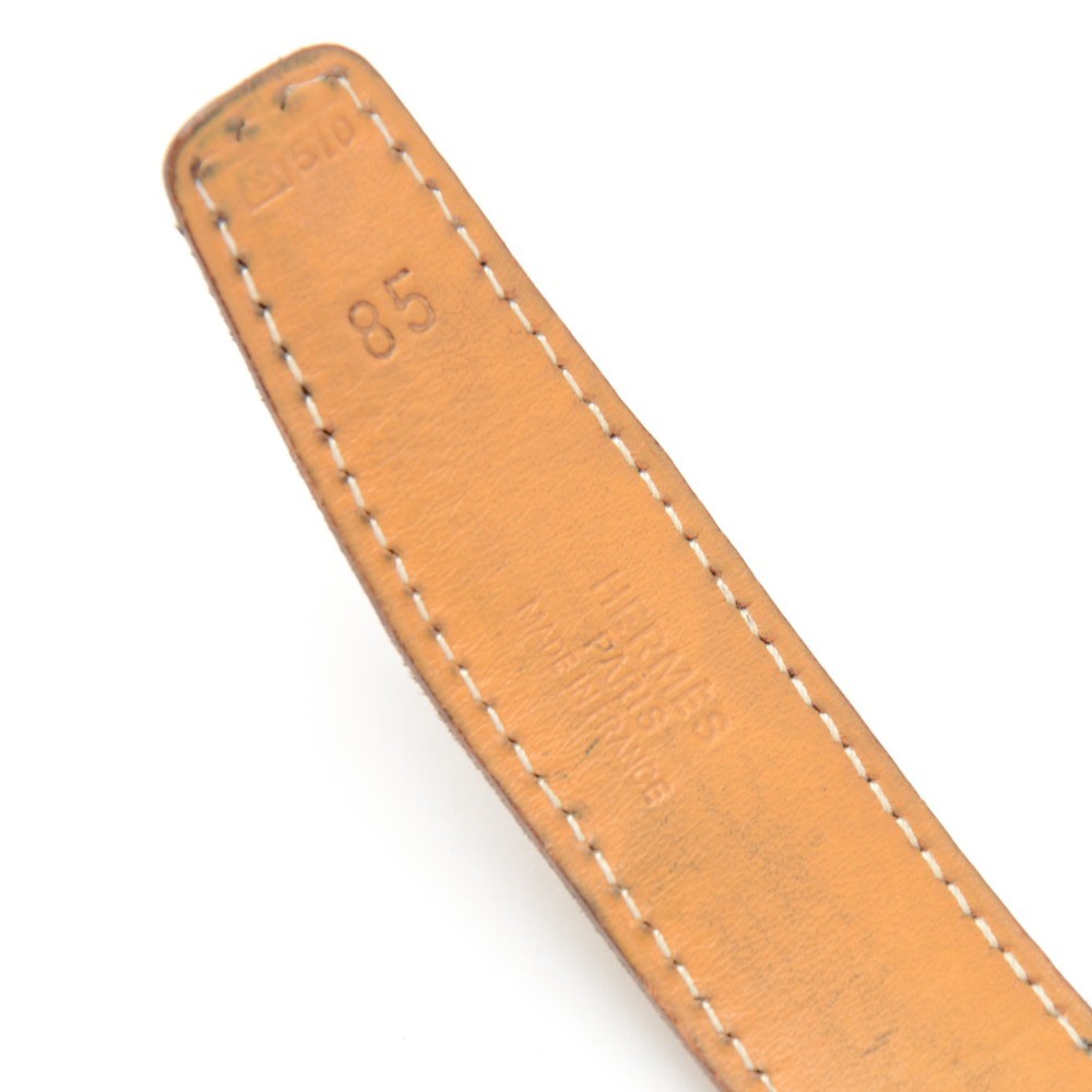 Hermes Hermes Beige x Black Leather x Silver Tone H Buckle Belt ...  