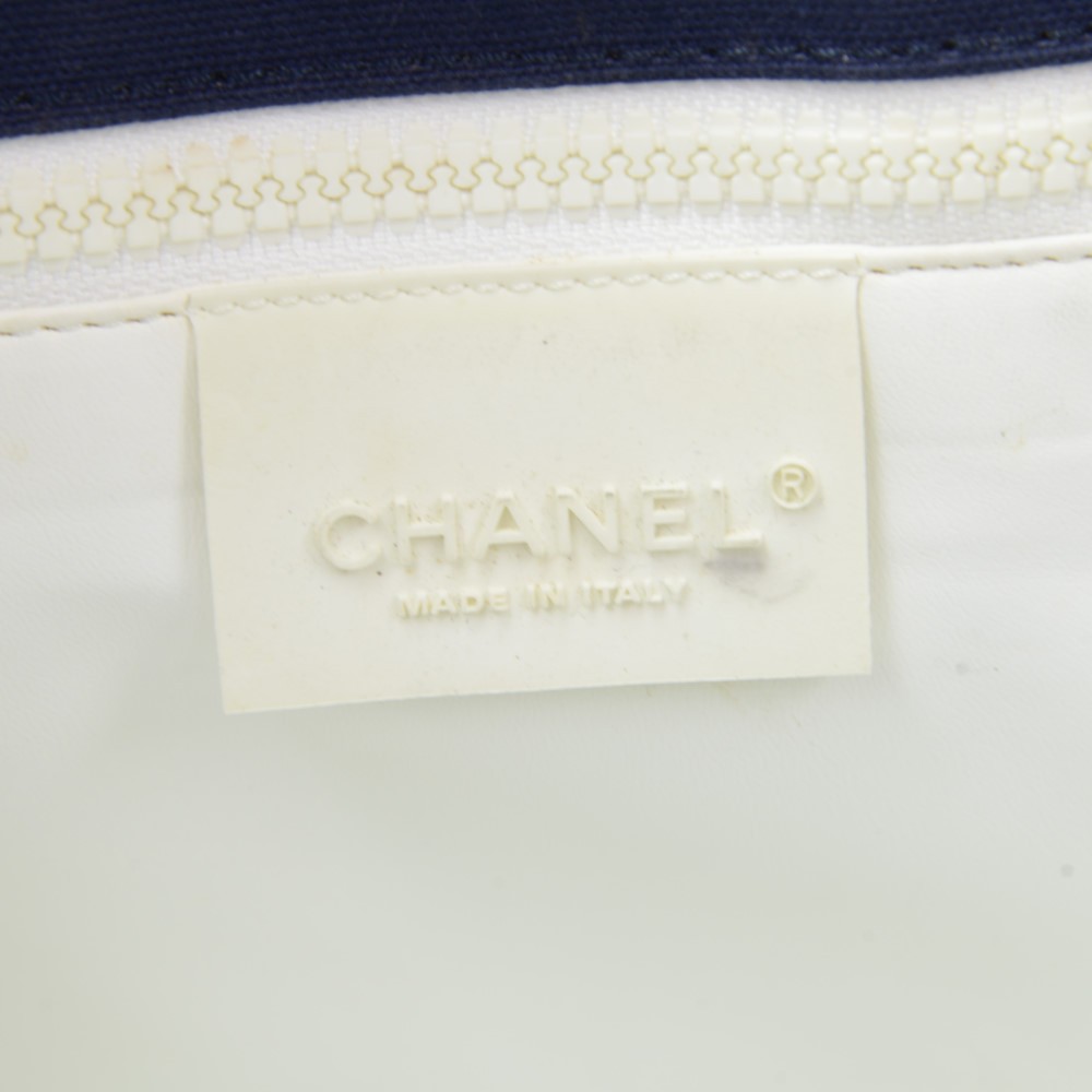 Chanel Chanel Tennis Sports Line Navy x White Canvas Tote Hand Bag