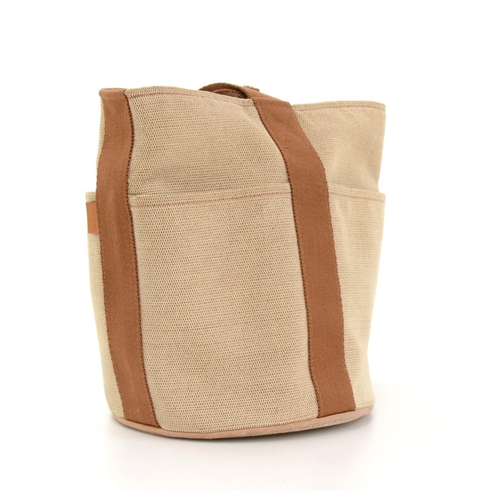 birkin shoulder hermes - Hermes Hermes Saxo MM Beige x Brown Canvas Tote Hand Bag
