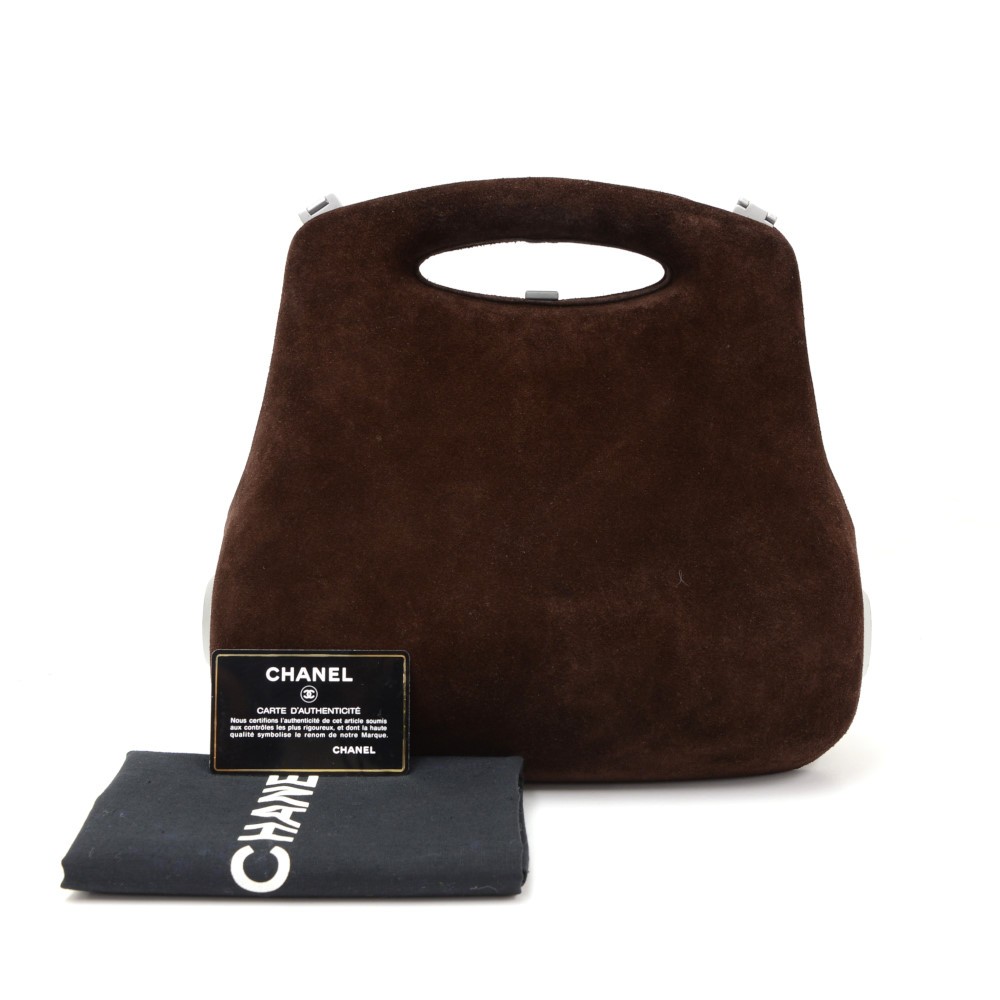 Chanel Chanel Millenium Dark Brown Suede Leather Hard Case Handbag