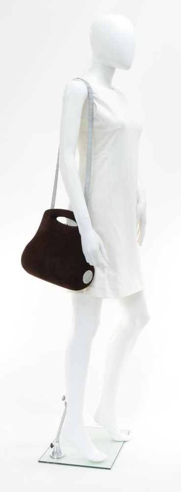 Chanel Chanel Millenium Dark Brown Suede Leather Hard Case Handbag