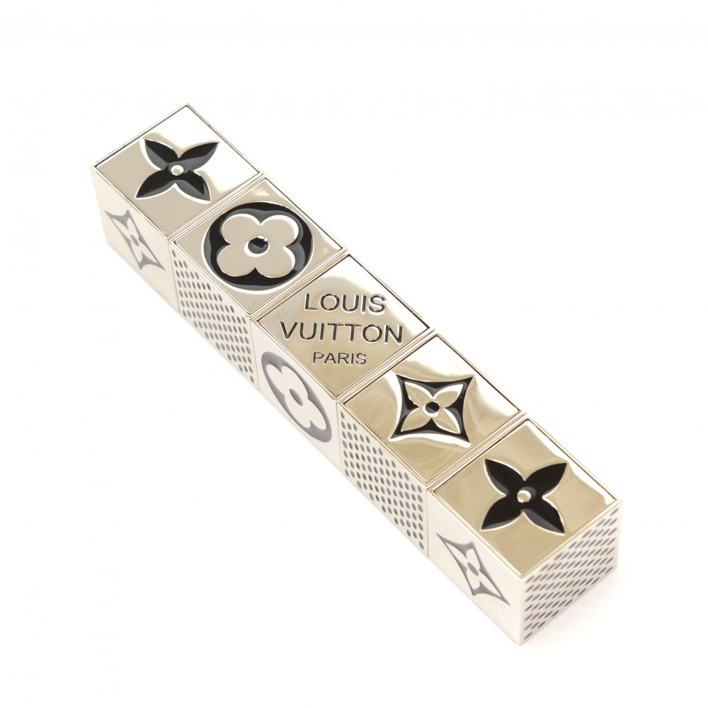 Louis Vuitton M65179 Pandan Gamble Stud Earrings Dangle Dice Cube 6cm [Used]