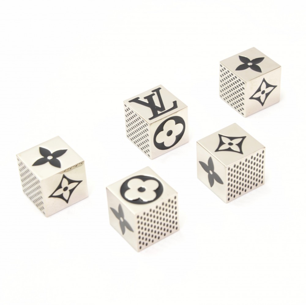 Authentic Louis Vuitton Metal Silver Cube Game Dice Auth LV