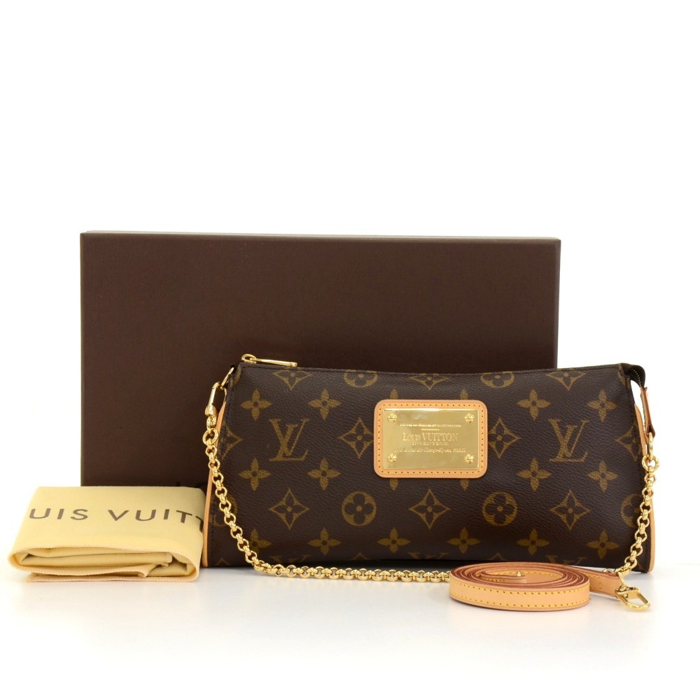 Louis Vuitton Pochette Eva Monogram Canvas Brown Leather ref.554052 - Joli  Closet
