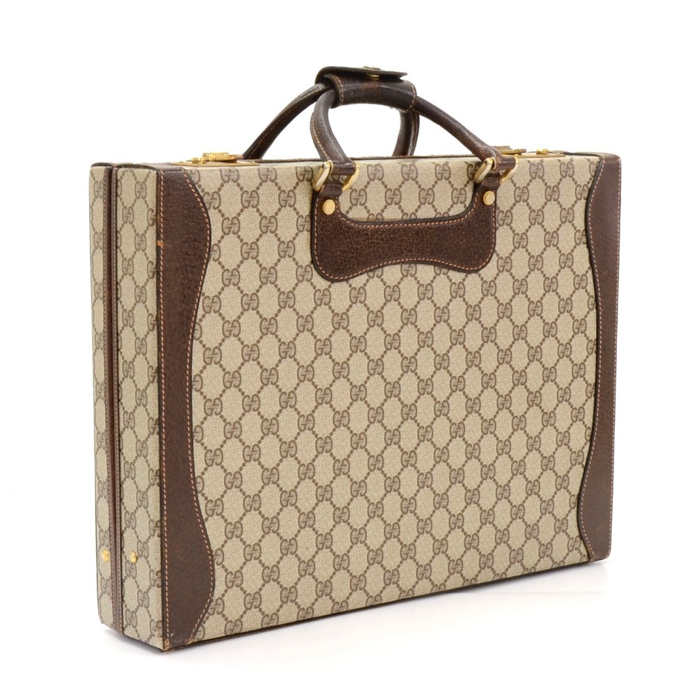 Gucci Vintage GG Brown Briefcase Folder 14x 12 Monogram Soft Bag Laptop