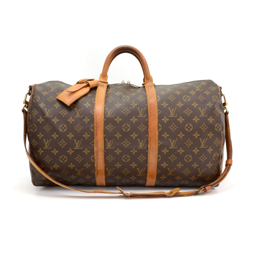 Scout Antique & Modern on Instagram: SOLD..Vintage Louis Vuitton  monogram Keepall Bandoulière 60. Excellent vintage condition. 23” wide x  12” tall. The perfect carryon bag! $1095 #vintage #keepall #lv #designerbag  #designerduffle #giftid