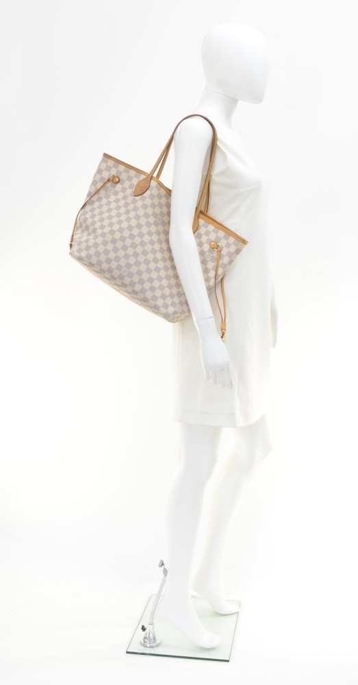 Neverfull tote Louis Vuitton White in Cotton - 31701239