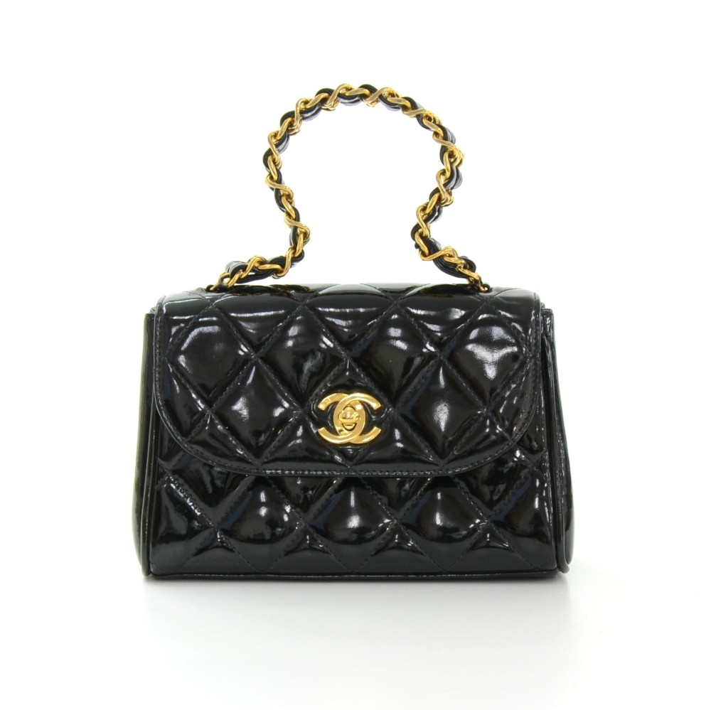Yan Show Women's Wild Patent Leather Top Handle Purse Elegant Handbag  Multi-Pocket Shoulder Bag Black