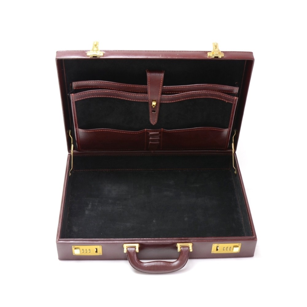 Cartier Cartier Must de Cartier Burgundy Suede Leather Briefcase
