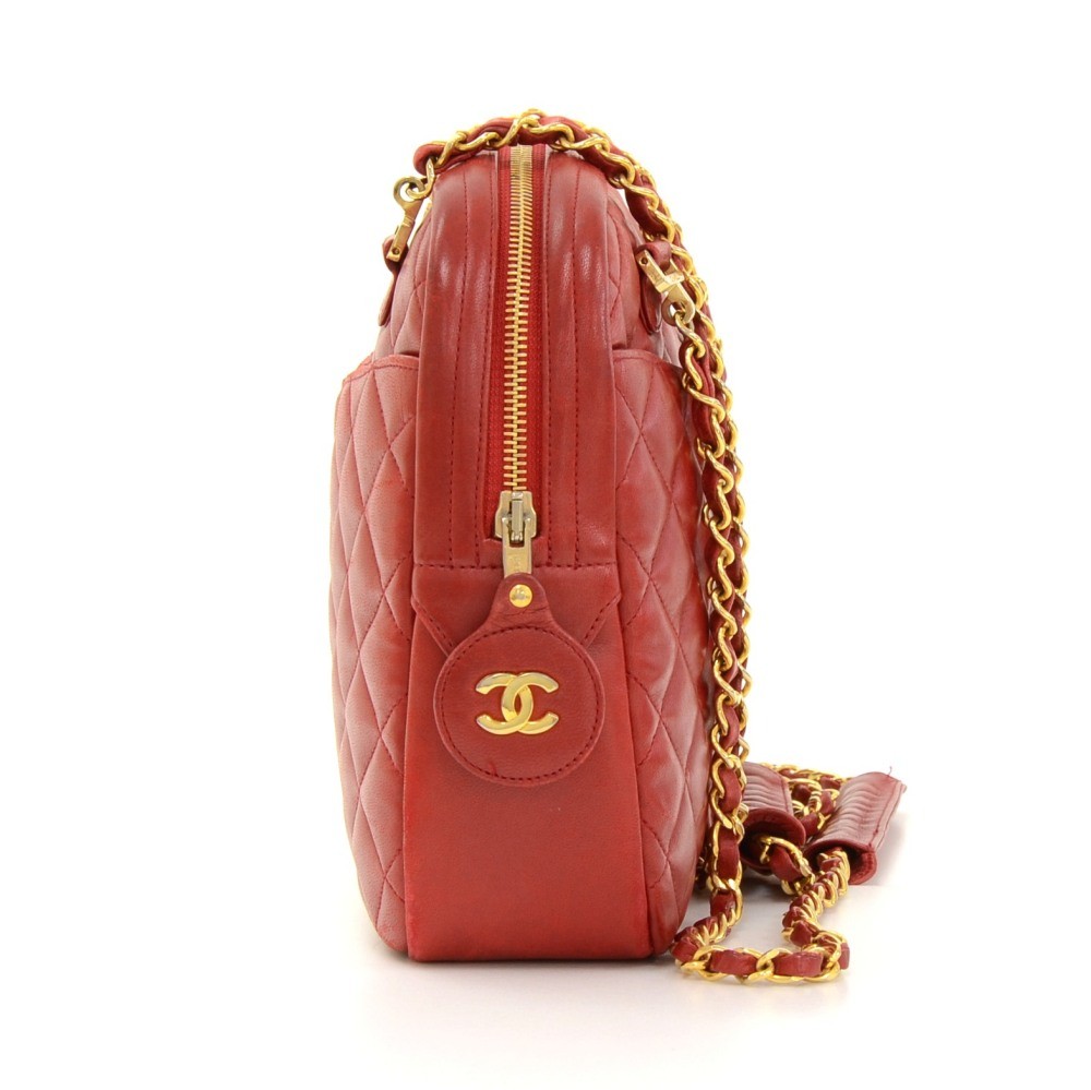 Chanel Red Quilted Barrel Fringe Tassel Round Crossbody 45ck7 For Sale at  1stDibs