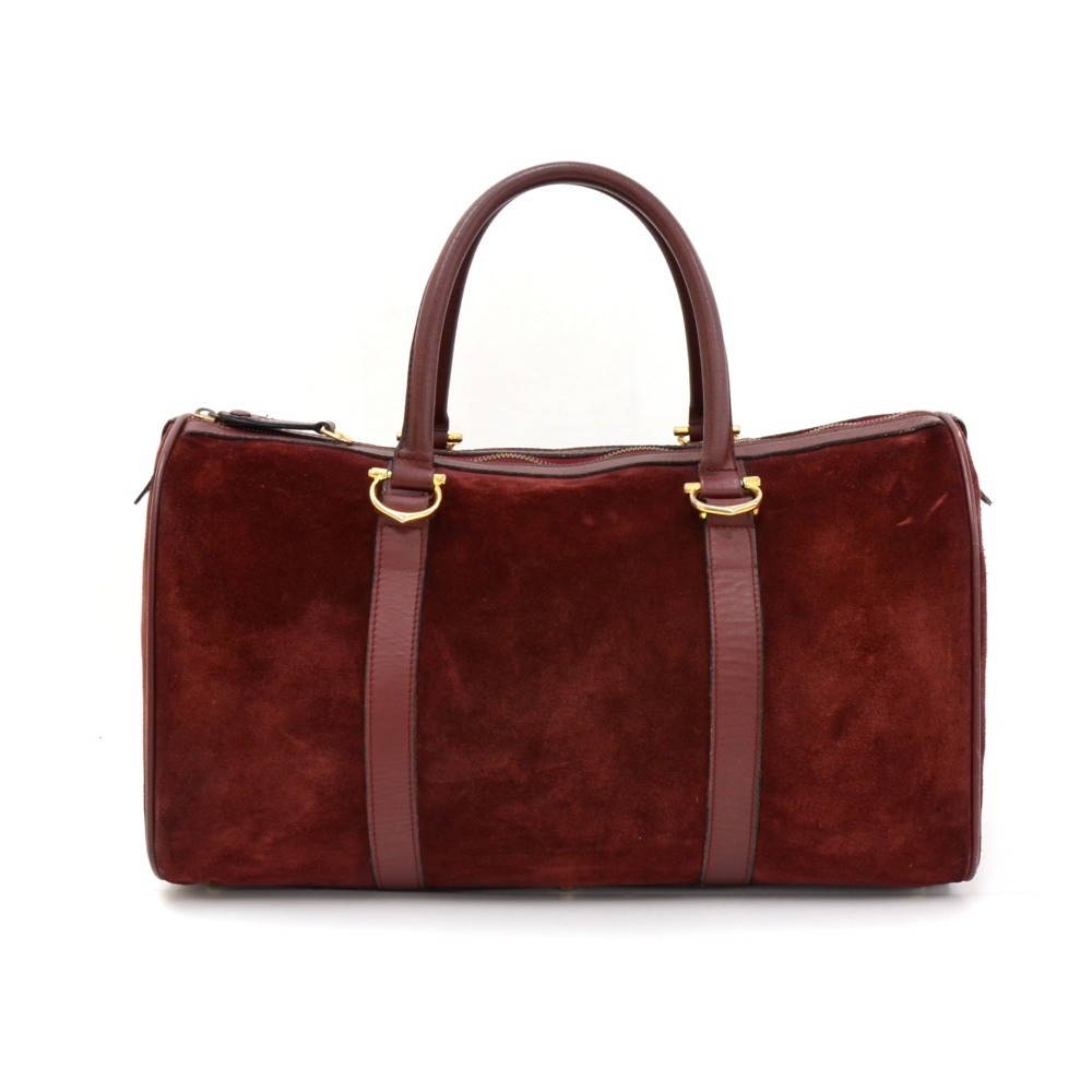 Cartier Cartier Les Must de Cartier Burgundy Suede Leather Boston